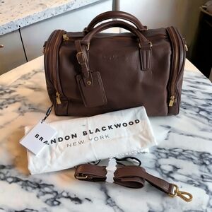 Brandon Blackwood Medium Duffle in Brown Grain Leather with Gold Hardware